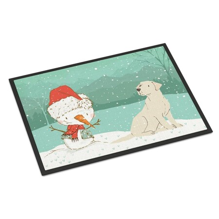 Carolines Treasures 24 x 36 in. Yellow Labrador Snowman Christmas Indoor or Outdoor Mat CK2049JMAT